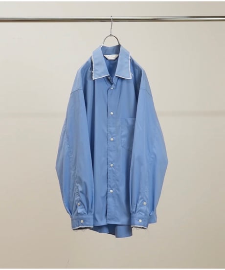【ANCELLM（アンセルム）】HIGH-COUNT FRAYED OVER SHIRT -BLUE