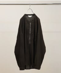 【ANCELLM（アンセルム）】CREPE HALF ZIP SHIRT -BROWN