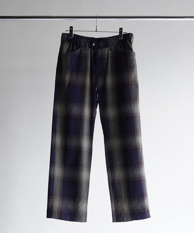 ANCELLM / FLANNEL CHECK EASY SLACKS PANTS- GRAY...