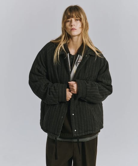 【ANCELLM（アンセルム）】STRIPE PADDED SHIRT -BLACK