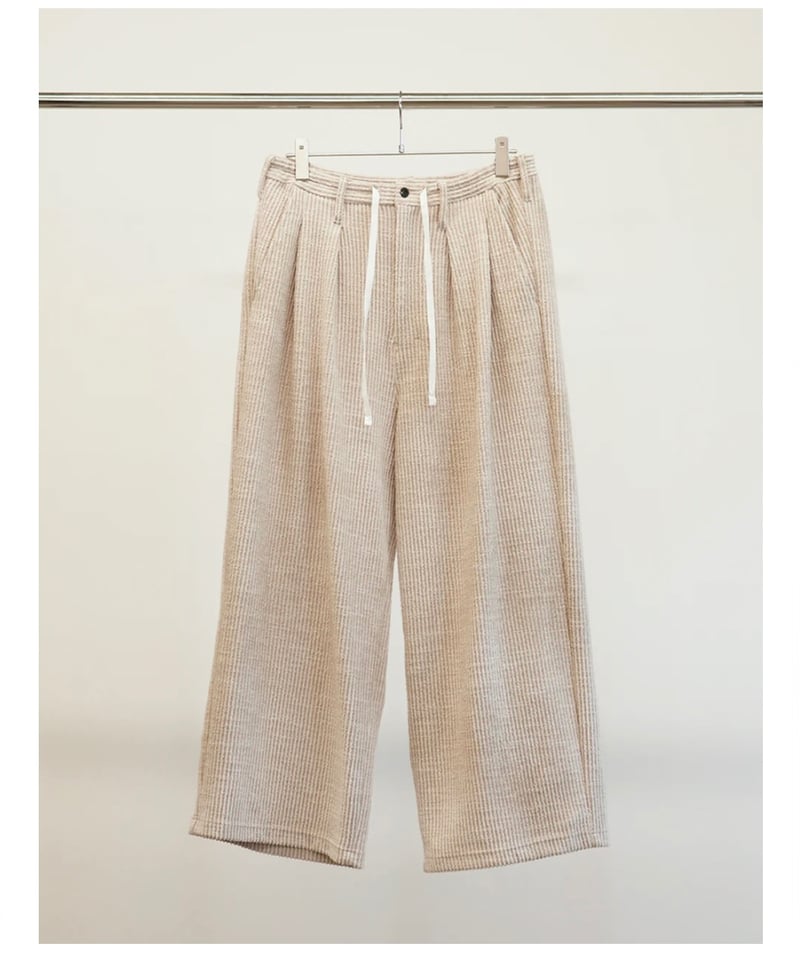 ANCELLM(アンセルム)】CUT STRIPE EASY SLACKS -BEIGE | ANCELLM(アンセルム)】CUT STRIPE EASY SLACKS -BEIGE |