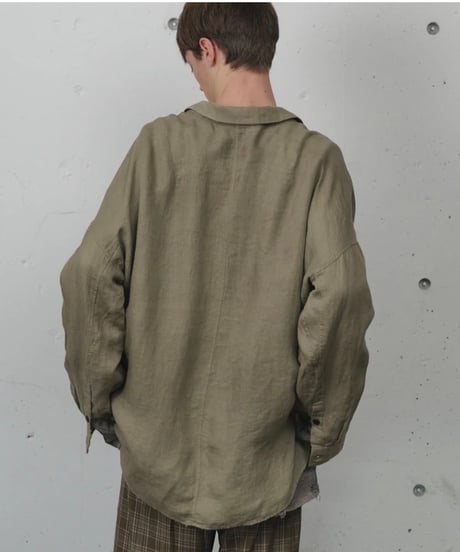 【ANCELLM（アンセルム）】100/S LINEN TAILORED SHIRT -KHAKIBEIGE
