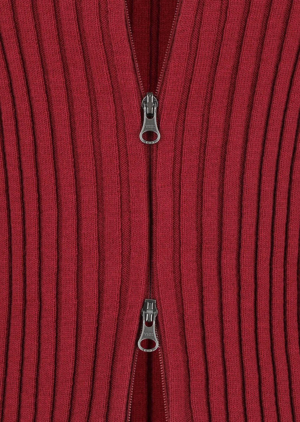 AMOMENTO（アモーメント）】 Ribbed High Neck Zip Up -Bur