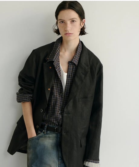 【ANCELLM（アンセルム）】NEL CHECK OVER WORK SHIRT -NAVY