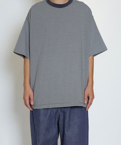 【EVCON（エビコン）】MERCERIZATION BORDER WIDE S/S TEE -CHARCOAL