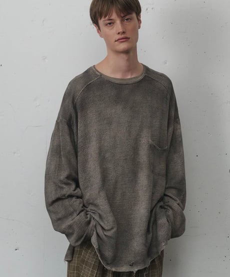【ANCELLM（アンセルム）】UNEVENNESS MESH LS -BLACK