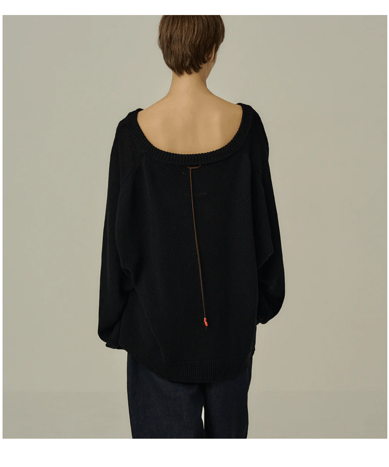 ANCELLM（アンセルム）】UV NECK KNIT - BLACK | tadayoi