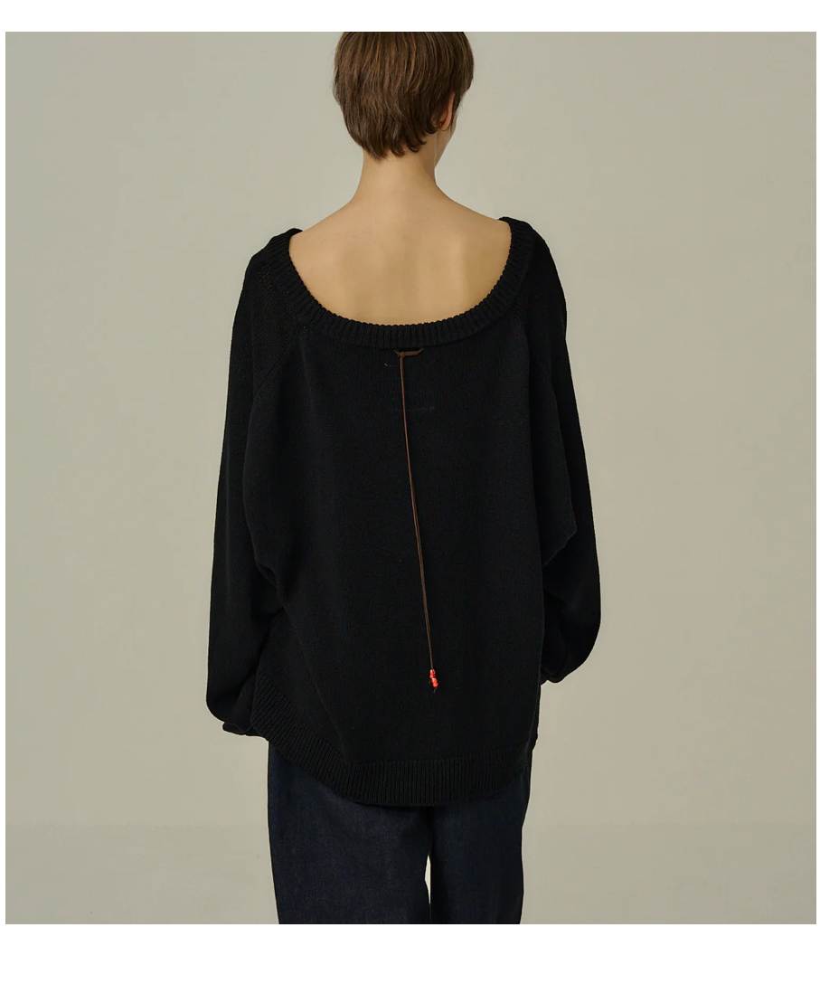 ANCELLM（アンセルム）】UV NECK KNIT - BLACK | tadayoi
