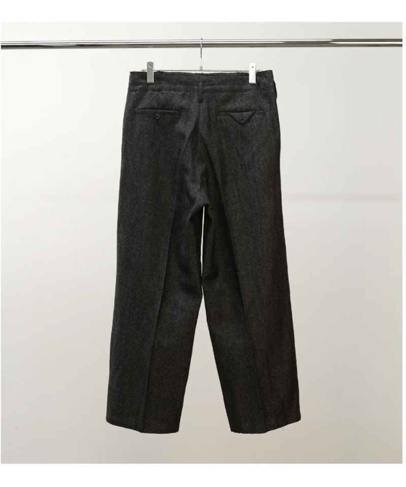 ANCELLM（アンセルム）】SHRINK WOOL WIDE SLACKS -BROWN