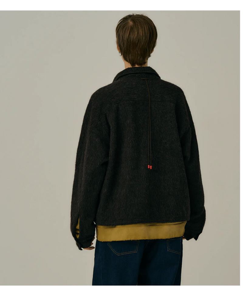 ANCELLM（アンセルム）】SHAGGY ZIP UP SHIRT -BROWN | ta