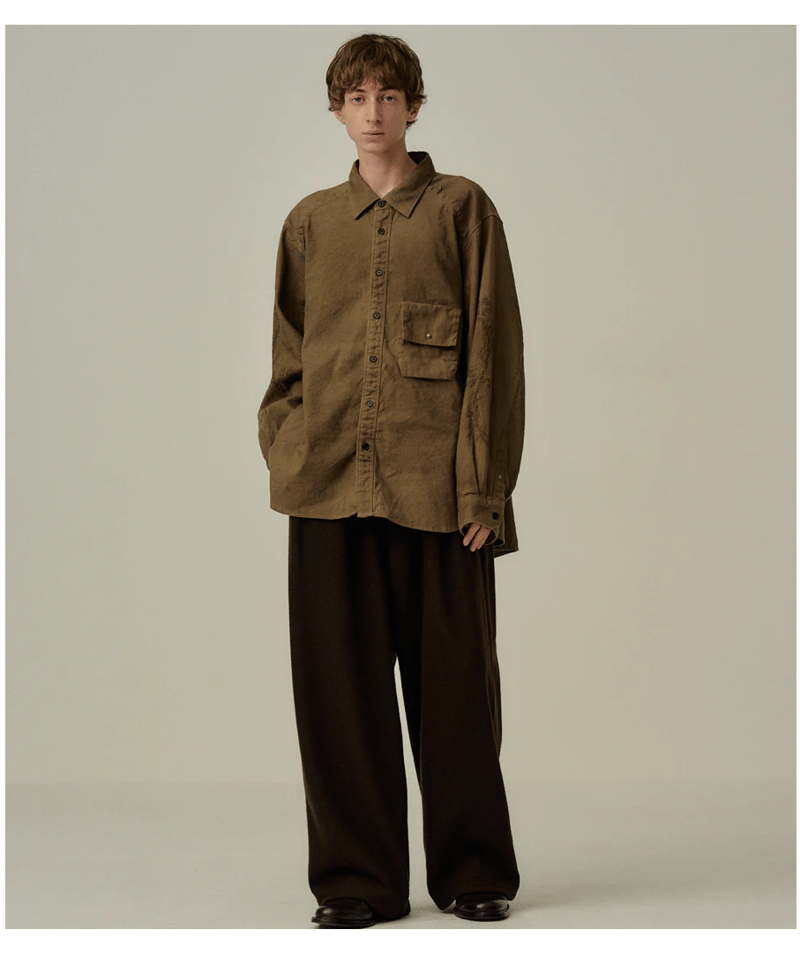 ANCELLM アンセルム ANCELLM/アンセルム/VEGAN SUEDE OPEN COLLAR SHIRT/ANC-SH93 | GARDEN