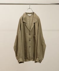 【ANCELLM（アンセルム）】100/S LINEN TAILORED SHIRT -KHAKIBEIGE