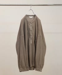 【ANCELLM（アンセルム）】CREPE HALF ZIP SHIRT -GREIGE