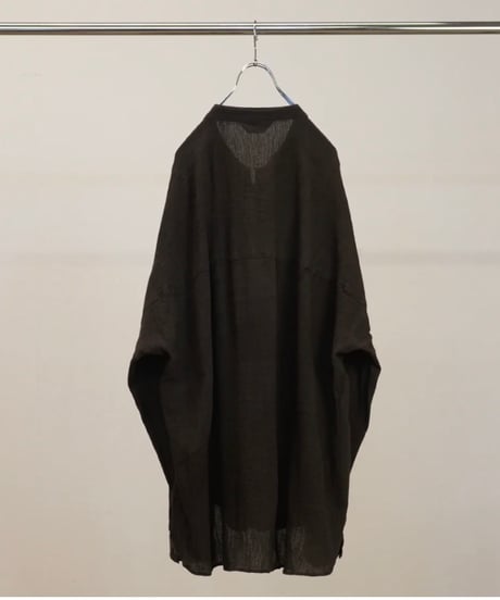 【ANCELLM（アンセルム）】CREPE HALF ZIP SHIRT -BROWN