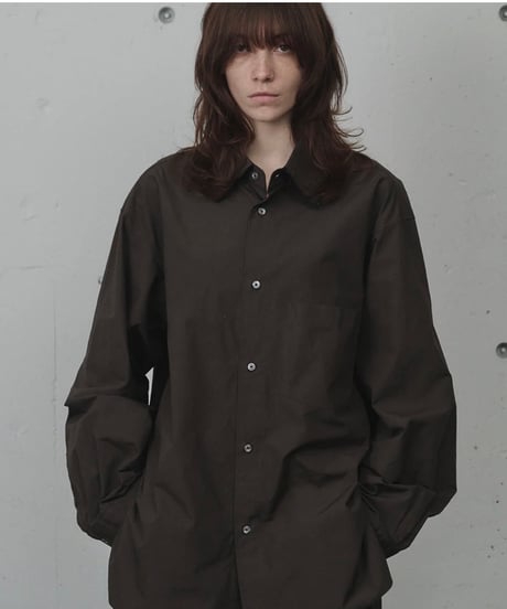 【ANCELLM（アンセルム）】HIGH-COUNT FRAYED OVER SHIRT -BROWN