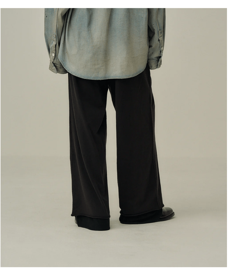 ANCELLM（アンセルム）】DRAPE WIDE EASY CUT SLACKS -BLA