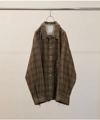 【ANCELLM（アンセルム）】AGING RAYON CHECK SHIRT -GREEN