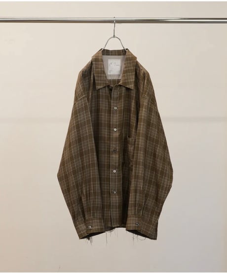 【ANCELLM（アンセルム）】AGING RAYON CHECK SHIRT -GREEN