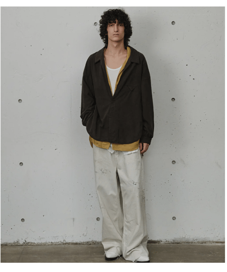 【ANCELLM（アンセルム）】SILK NEP LONG SHIRT -BROWN