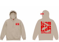 teamBIGプルオーバーパーカー（裏起毛）/サンドベージュ（レッドプリント）
