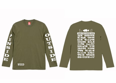 WEEDロンT/ライトオリーブ（ホワイトプリント）