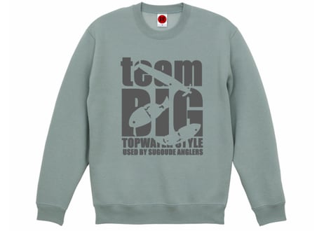 teamBIGクルーネック スウェット（裏起毛）/スモーキーグリーン（ダークグレープリント）