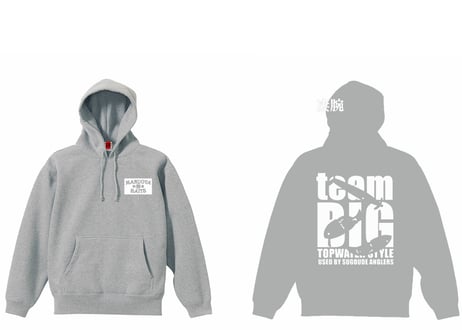 teamBIGプルオーバーパーカー（裏起毛）/ヘザーグレー（ホワイトプリント）