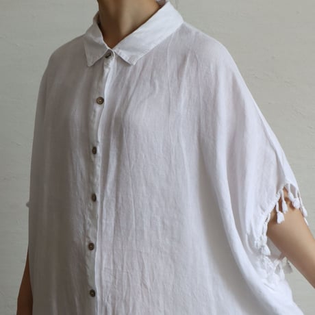 EURO FRINGE WIDE LINEN SHIRT