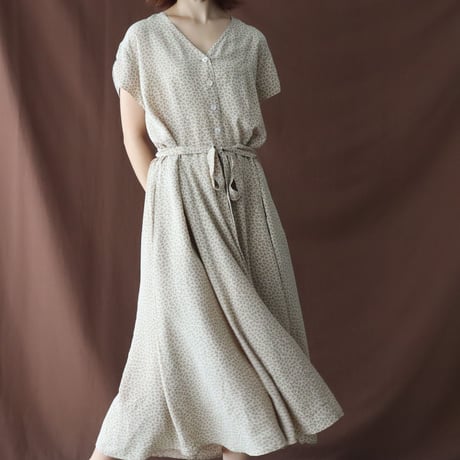 FRENCH SLEEVE COLLARLESS SILK DRESS