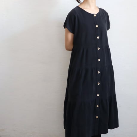 FRENCH SLEEVE COTTON TIERED LONG DRESS