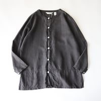 COLLARLESS LINEN SHIRT JACKET