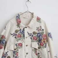 CROPPED FLOWER DENIM TRUCKER JACKET