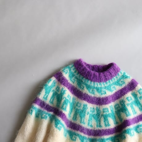 MOHAIR WOOL NORDIC KNIT SWEATER
