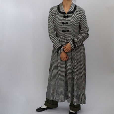 GINGHAM CHECK CHINA BUTTON DRESS
