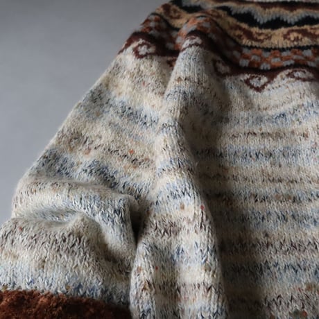 ROLL NECK MIX YARN NORDIC  SWEATER