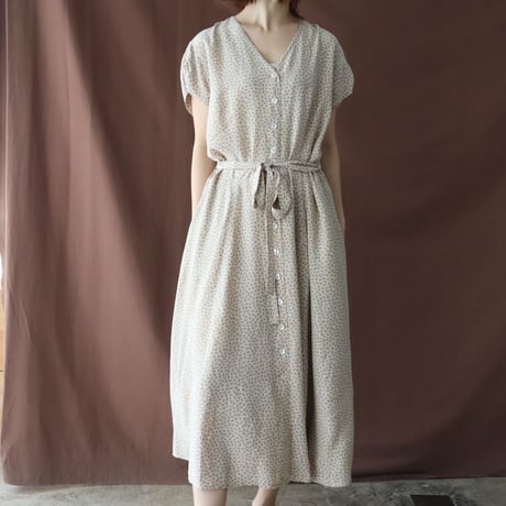 FRENCH SLEEVE COLLARLESS SILK DRESS