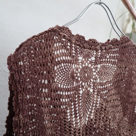 1970'S CROCHET SWITCHED MARBLE RAYON DRESS