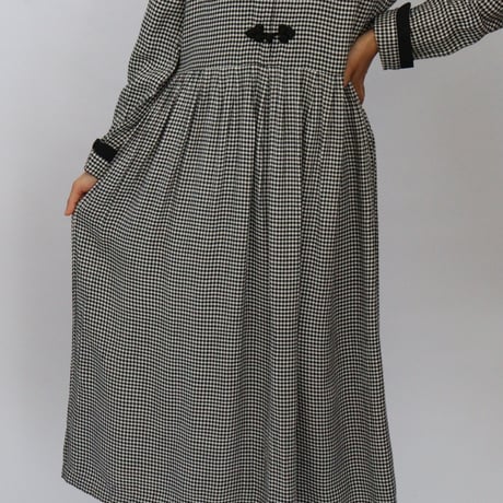 GINGHAM CHECK CHINA BUTTON DRESS