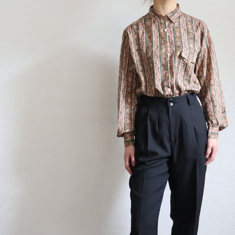 1980'S BOTANICAL STRIPE PATTERN SHIRT