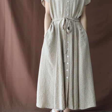 FRENCH SLEEVE COLLARLESS SILK DRESS