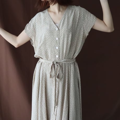 FRENCH SLEEVE COLLARLESS SILK DRESS