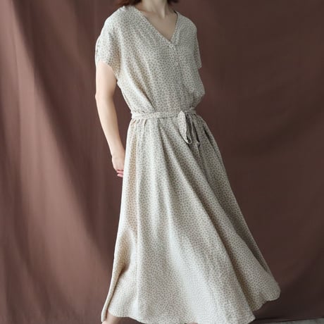 FRENCH SLEEVE COLLARLESS SILK DRESS