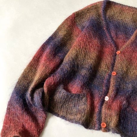 EURO SHORT LENGTH MOHAIR HAND KNITTED CARDIGAN