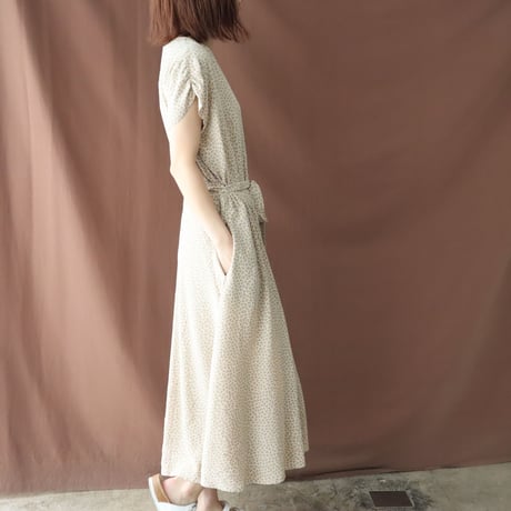 FRENCH SLEEVE COLLARLESS SILK DRESS
