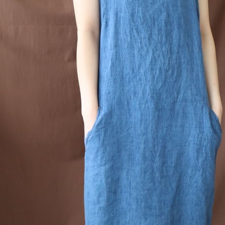 EURO INDIGO LINEN CAMISOLE DRESS