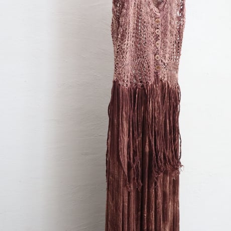 1970'S CROCHET SWITCHED MARBLE RAYON DRESS