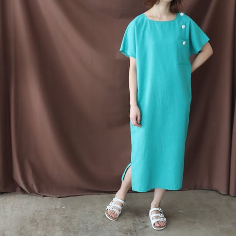 FRENCH SLEEVE COLLARLESS DRESS