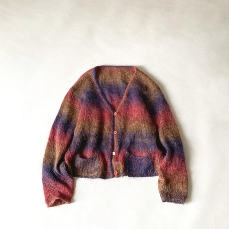 EURO SHORT LENGTH MOHAIR HAND KNITTED CARDIGAN