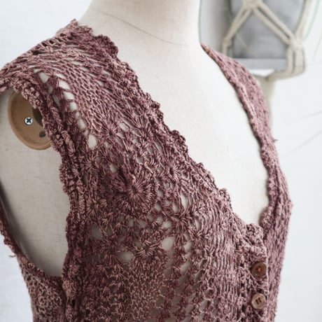 1970'S CROCHET SWITCHED MARBLE RAYON DRESS