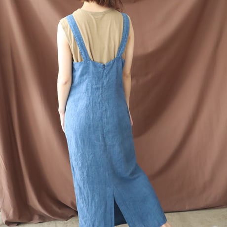 EURO INDIGO LINEN CAMISOLE DRESS